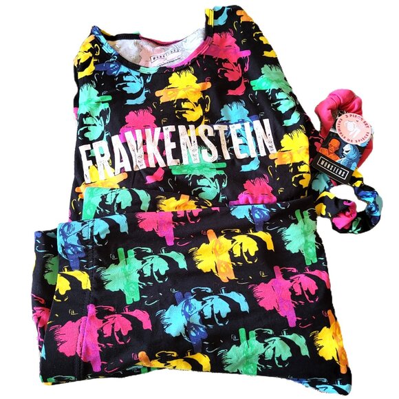 *NEW* UNIVERSAL MONSTERS Frankenstein Women's 3 Piece Pajama Set Medium - Picture 1 of 6